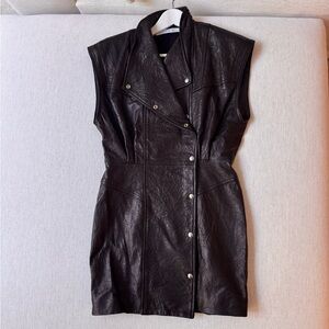IRO Dark Leather Sleeveless Dress - Jacket
